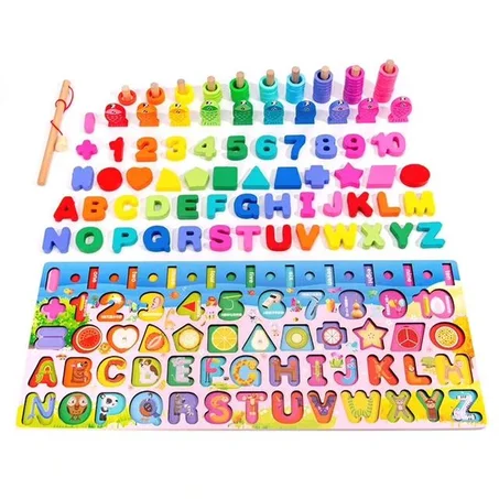 Planche pédagogique en bois Montessori 7 en 1 de 135 pièces