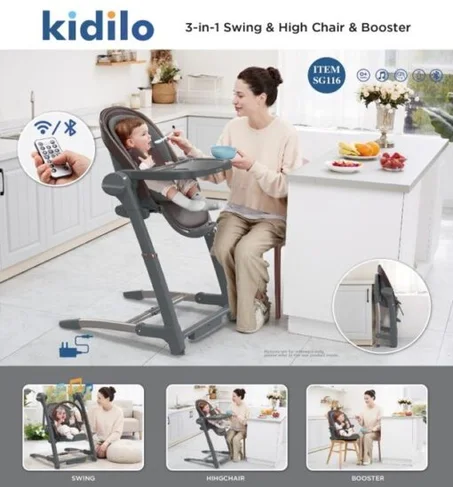Chaise haute Balançelle automatique Booster 3in1 pour bébé RC – Kidilo