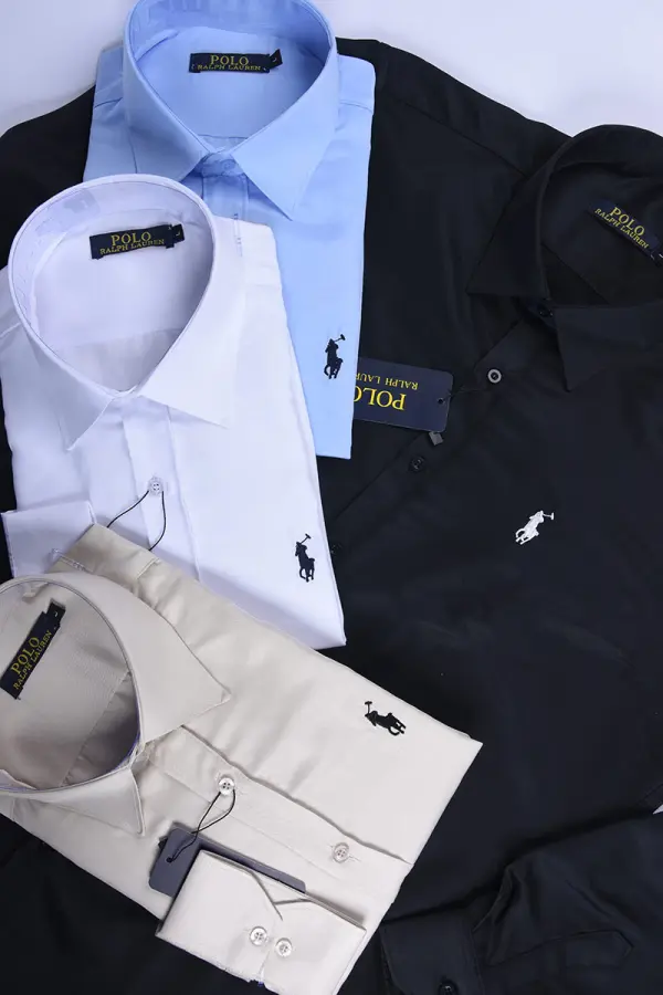 Pack de 4 Chemises Ralph En pur Coton ( Noir + Blanche + Beige + Bleu ciel )