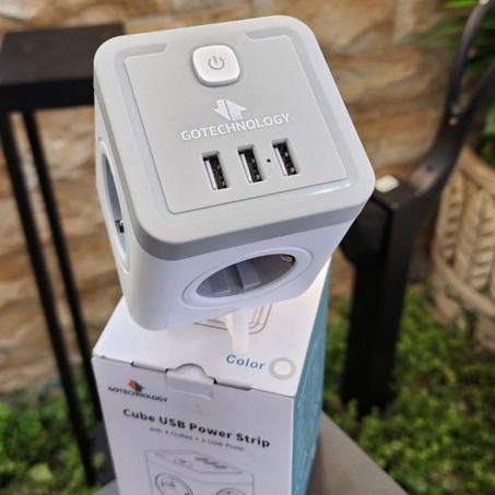 GOTECHNOLOGY محول طاقة متعدد المقابس، 4 مقابس 3 منافذ شحن USB للإستخدام المنزلي 3680 وات