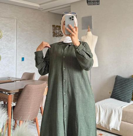 Robe longue chemise tendance en tissu Loulane