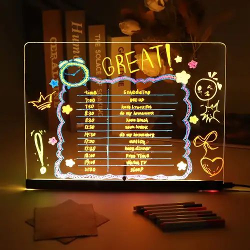 LED لوح كتابة أكريليك ثلاثي الأبعاد فاخر مزوّد بقلم وإضاءة
