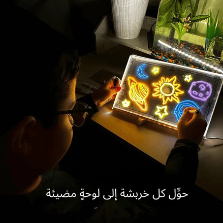 LED لوح كتابة أكريليك ثلاثي الأبعاد فاخر مزوّد بقلم وإضاءة