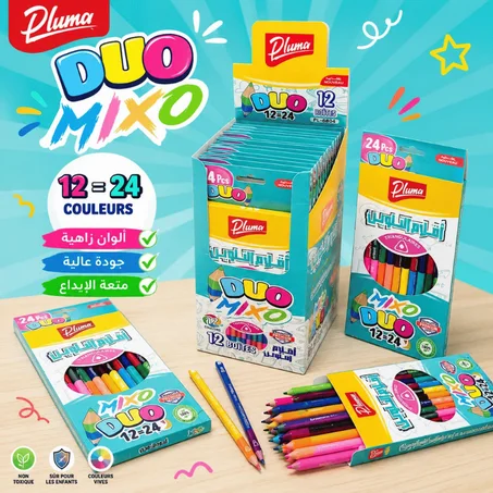 CRAYON COULEUR TRIANGULAIRE PLUMA DE 24 DUO GM PL-6804