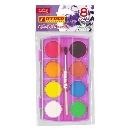 AQUARELLE AQUA 08CLRS + F/PINCEAU TECHNO 4405
