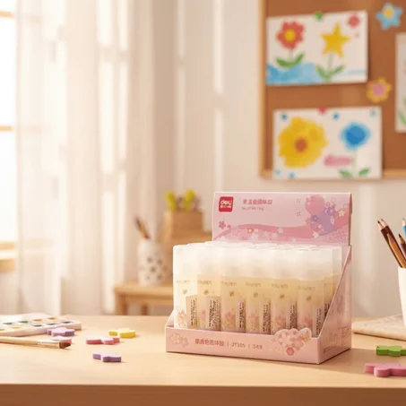 COLLE STICK 15 G TRANSPARENT FLEURS BOITE DE 24  DELI JT105