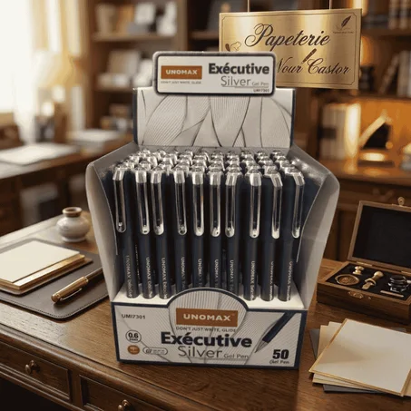 STYLO UNOMAX EXECUTIVE SILVER 0.6MM 50 BLEU