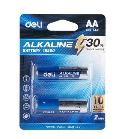 PILE ALKALINE AA LR6 1.5V POCHETTE DE 2 DELLI 18500