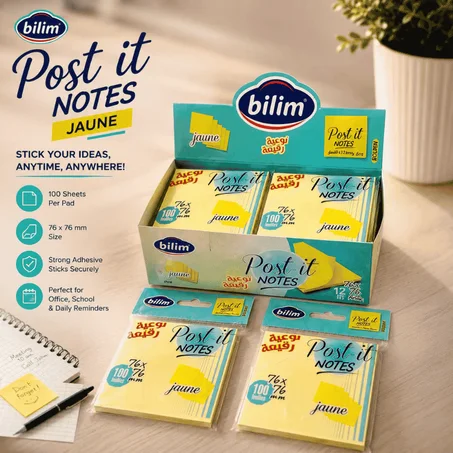 POST IT NOTES JAUNE 76/76*BILIM* B-0032 الكمية: 12 قطعة في العلبة