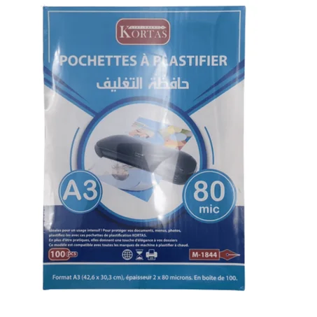 POCHETTE PLASTIFICATION A3 80MIC KORTAS 1844