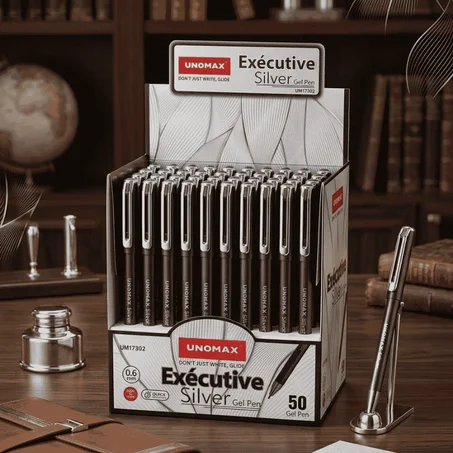 STYLO UNOMAX EXECUTIVE SILVER 0.6MM NOIR BOITE DE 50