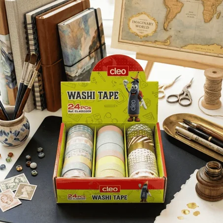 RUBAN ADHESIF WASHI Boite 24 Pcs CLEO CL4050309