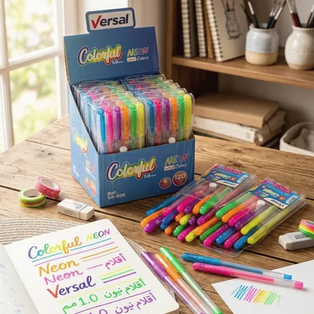 STYLO GEL COLORFULL NEON VERSAL POCH 06 PCS REF VR928