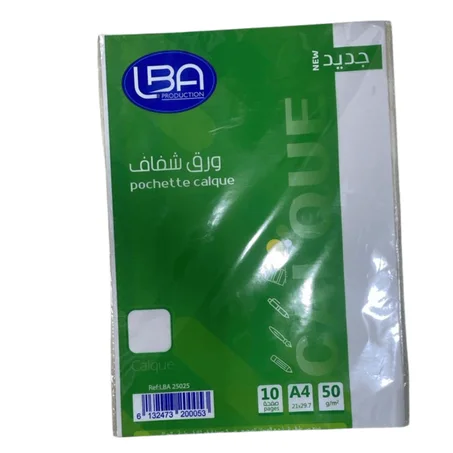 POCHETTE CALQUE 10 FEUILLES 50G LBA25025