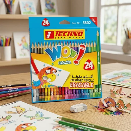 CRAYON COULEUR wow effacable 24CLRS TECHNO 5802