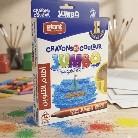 CRAYON COULEURS AVEC TAILLE CRAYON DE 12 JAMBO GIANT G1599