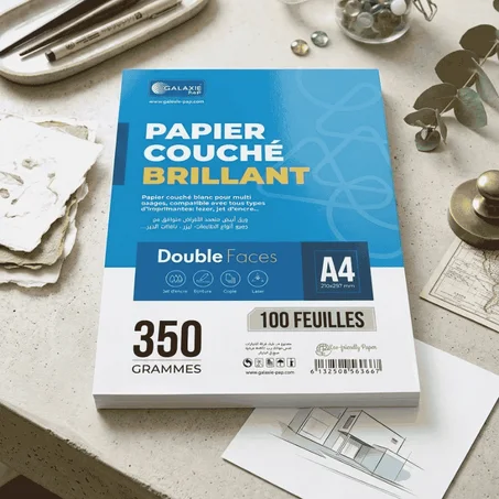 PAPIER COUCHE BLANC A4 BRILLANT  100F 6966