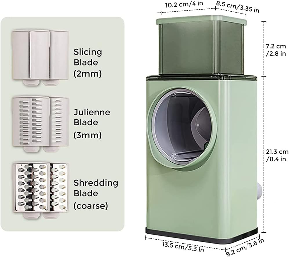 قطاعة الخضروات اليدوية على شكل أسطوانة ماندولين متعددة الوظائف مبشرة الخضر مع شفرات متعددة لتقطيع الفواكه وجميع الخضار