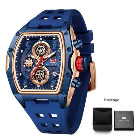 Mini Focus Montre Hommes En Silicone chronographe Originale bleu collection 2024⭐⭐⭐⭐⭐