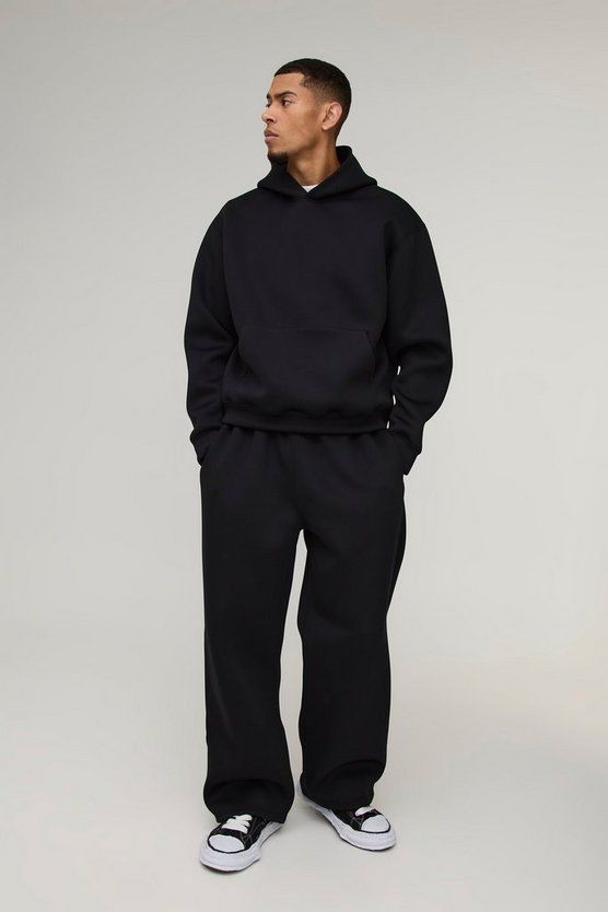 Black Oversized Tracksuit ( oversized hoodie - baggy pant )