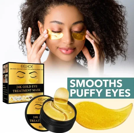 ORIGINAL 24k Gold Eye Mask, Gel Eye Pad for Dark Circles, Moisture, Against Wrinkles and Fatigue, 60 Pads