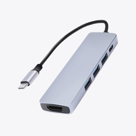موزع USB C 5 في 1 مع HDMI 4K ومنفذ شحن 55 واط