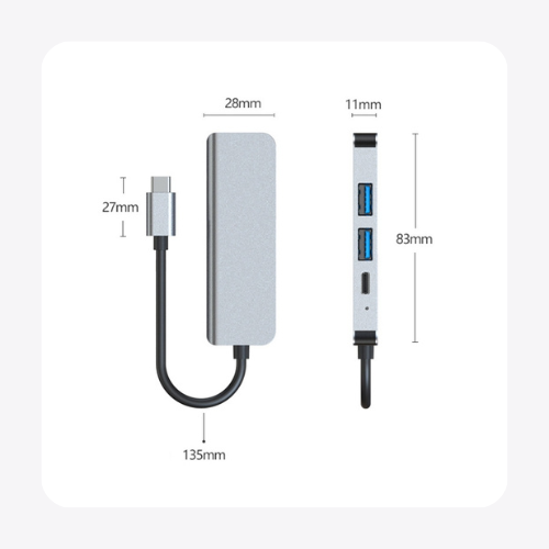 موزع USB C 5 في 1 مع HDMI 4K ومنفذ شحن 55 واط