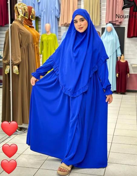 😍 كسوة بالخمار ديالها ثوب كريب روزا