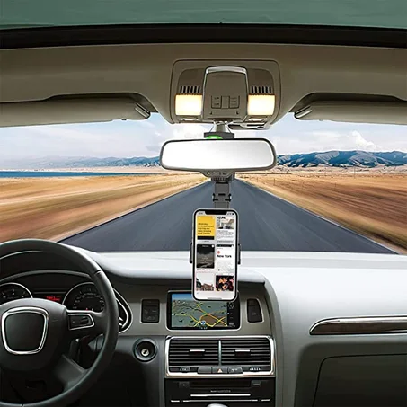 Support de téléphone universel de rétroviseur de voiture, rotation de 360 degrés