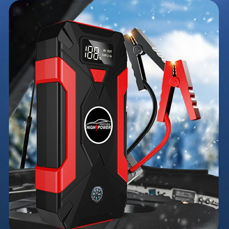جهاز تشغيل السيارة بالطوارئ (Jump Starter) متعدد الوظائف مع شاشة رقمية