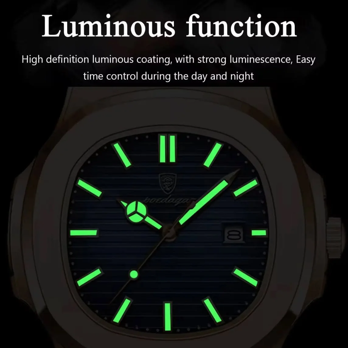 Hot Sale 613 Gold Color Luxury Fashion Quartz Watch for Men Business Stainless Steel Waterproof Luminous Date Square Men