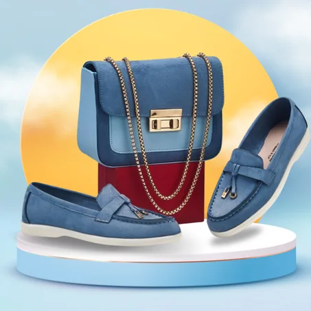 طقم لوفر نسائي مع حقيبة جلد سويدي