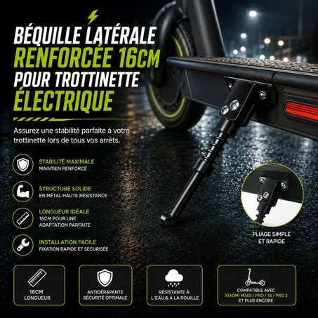 Béquille Latérale Renforcée 16cm Pour Trottinette Électrique