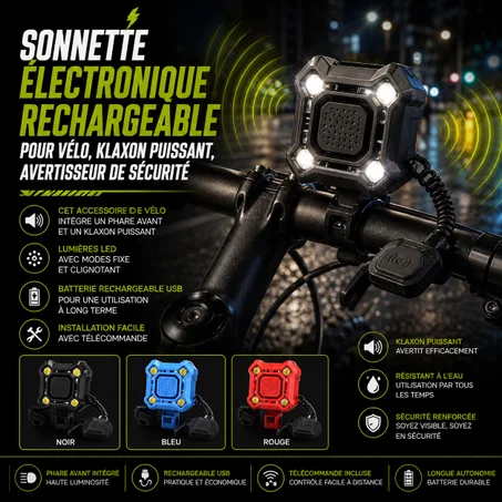 Claxon Électronique & Mini Éclairage LED Puissant 120dB