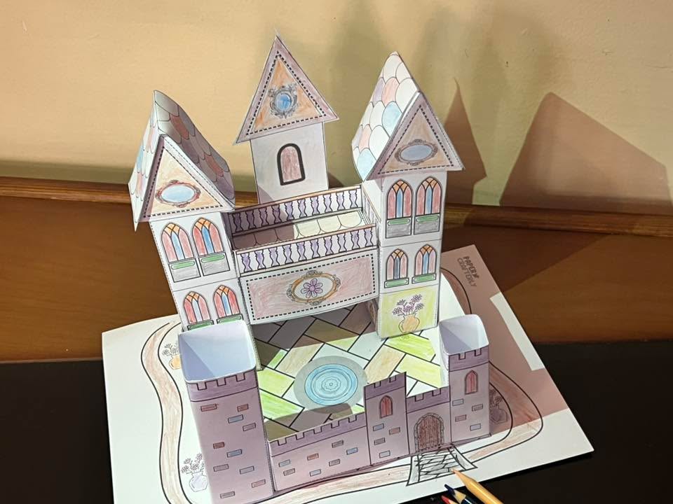 Princess Castle Printable Paper Toy, Coloring Paper Craft Kit