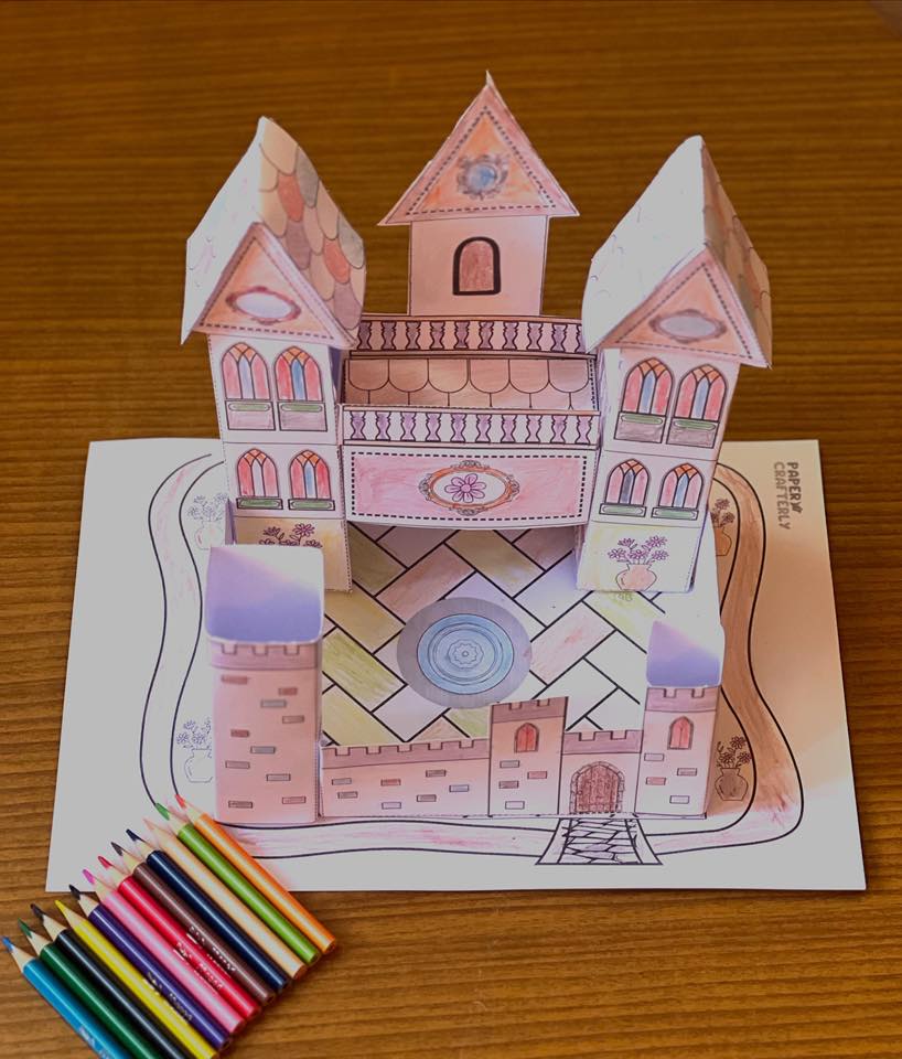 Princess Castle Printable Paper Toy, Coloring Paper Craft Kit