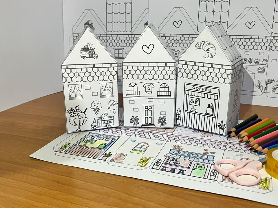 3 Printable Paper Houses | DIY Coloring Craft Kit | Toy House + Haunted House | Instant Download PDF | Fun Paperrafterly Activity for Kids