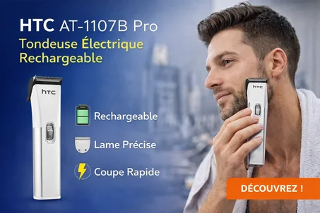 HTC AT-1107B Pro – Tondeuse Électrique Rechargeable