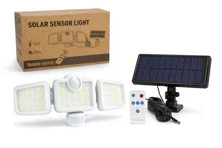 SolarGuard Pro™ – Projecteur Solaire LED 3 Têtes avec Détecteur de Mouvement & Télécommande