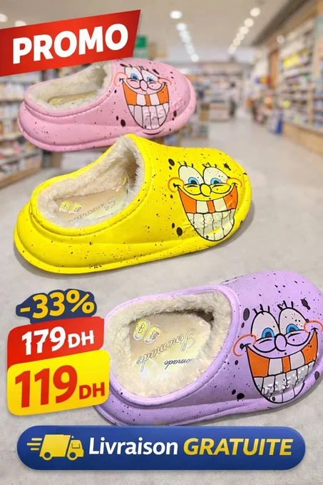 PANTOUFLES COTON ET IMPERMÉABLES SPONGEBOB