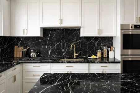 ورق التغليف الرخامي الجديد للمطابخ (5متر × 60 سم ) بالأسود