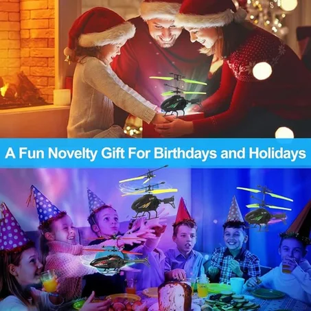 🏷️ هليكوبتر لعبة أطفال بالتحكم عن بعد RC قابلة للشحن USB – بإضاءة LED – ثابتة وسهلة التحكم