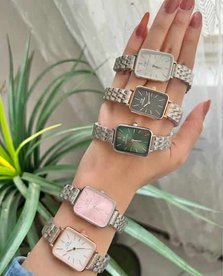 Montre DW Carré, Bracelet en Acier Inoxydable