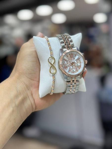 ENSEMBLE MONTRE +GORMETTE ACIER INOXYDABLE