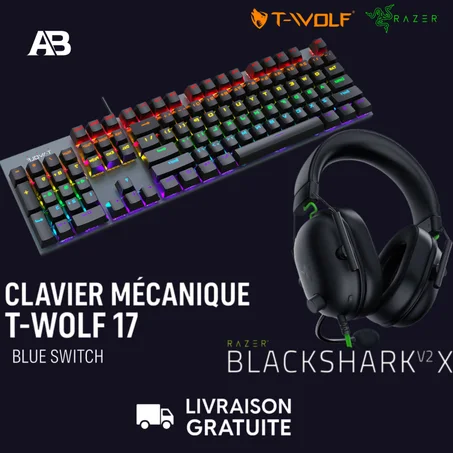T-WOLF 17 + Razer BlackShark V2 X– Précision, Confort