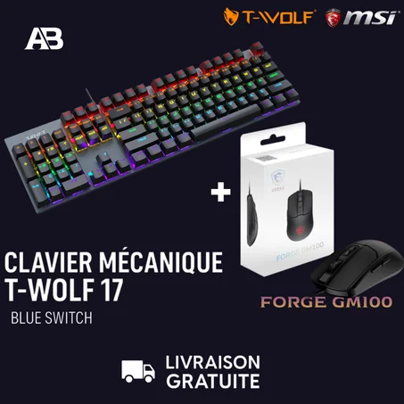 Pack Gaming T-Wolf T17 x MSI GM100 – Précision, Puissance & Style 🎮✨