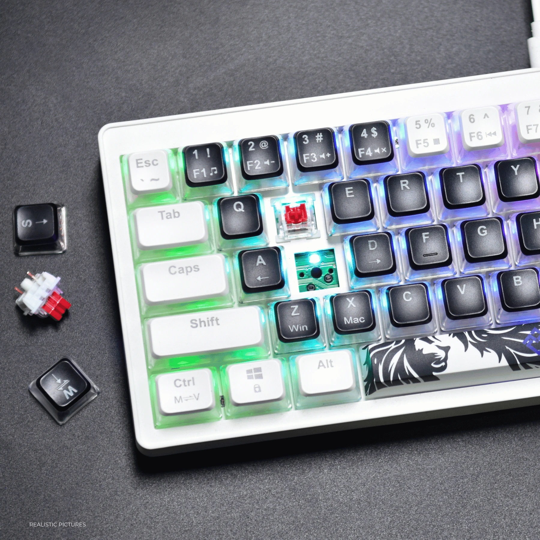 Golden Lion GI68 65% Hot-Swappable Mechanical Keyboard – Full RGB Lighting, USB-C, Red Outemu Switches, Compact Gaming Keyboard (black)