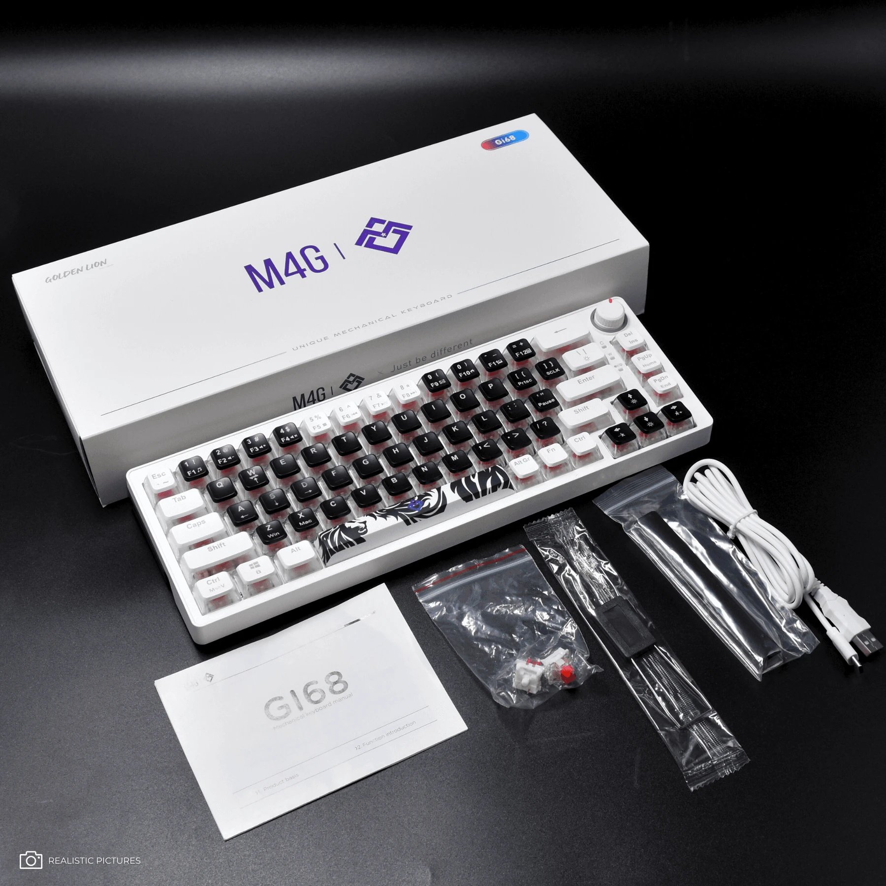 Golden Lion GI68 65% Hot-Swappable Mechanical Keyboard – Full RGB Lighting, USB-C, Red Outemu Switches, Compact Gaming Keyboard (black)