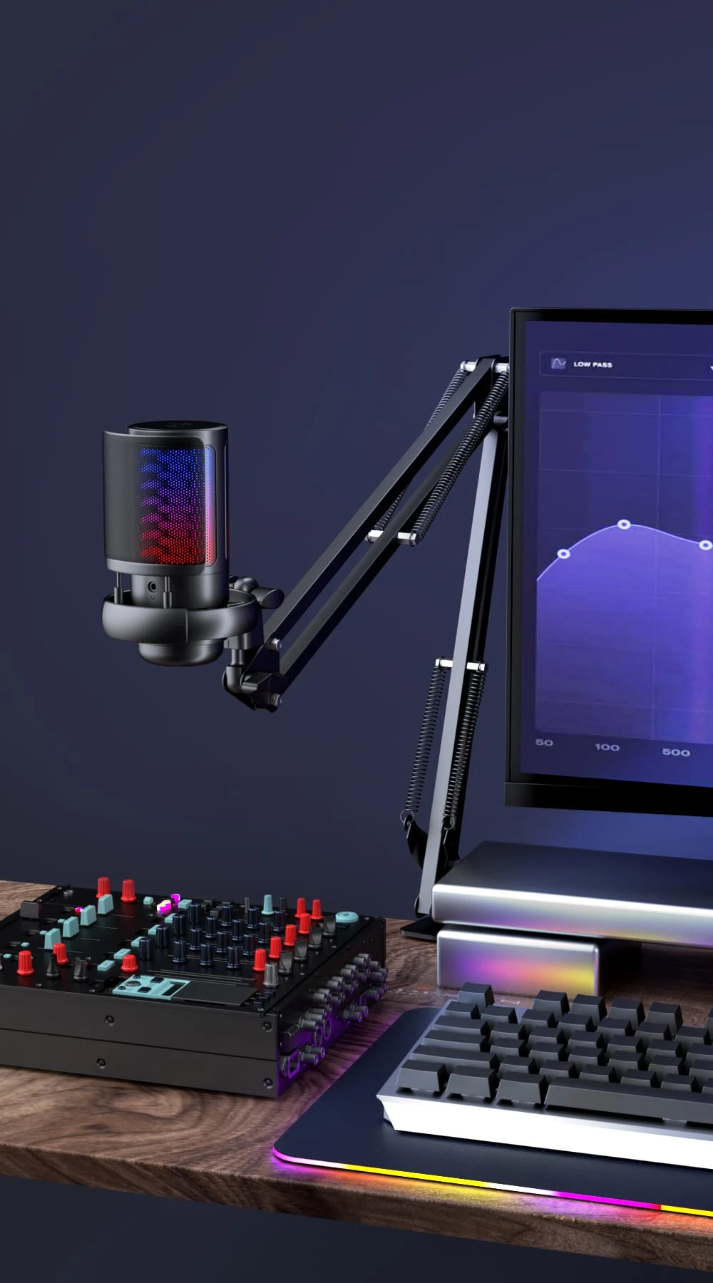 ME6S-35 USB Microphone for PC, Gaming Mic for PS4/ PS5/ Mac/Phone,Condenser Microphone with Touch Mute,RGB Lighting,Gain knob