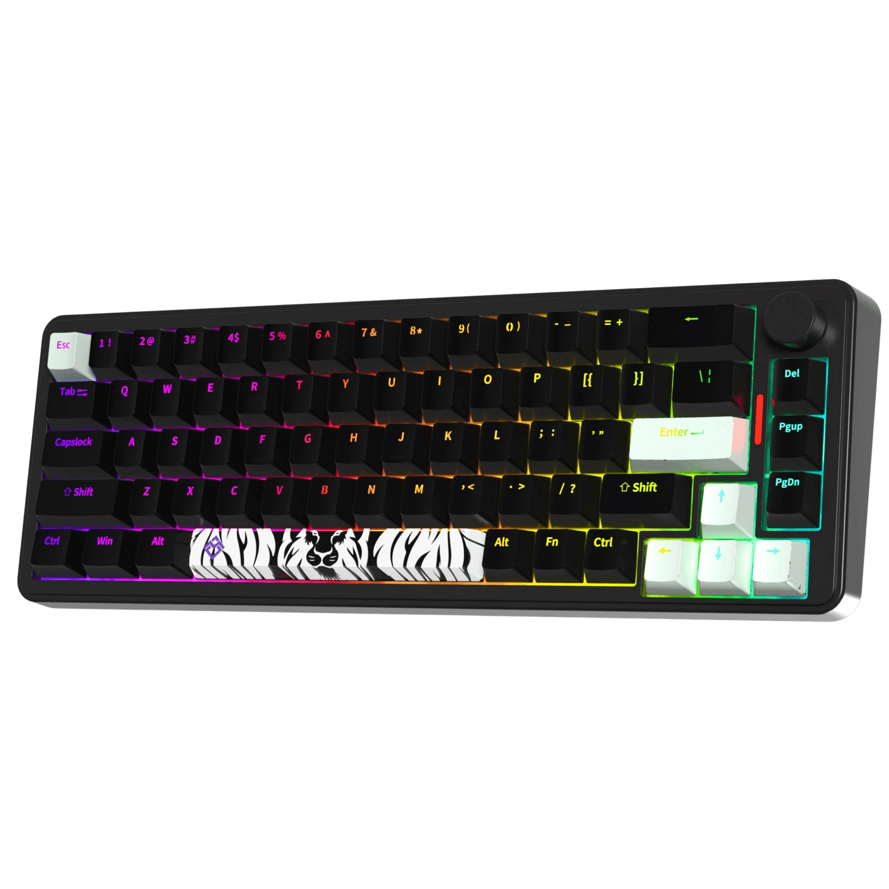 Golden Lion GM68 65% Hot-Swappable 3-Pin Full RGB Lighting USB-C VIA Interface Red/Silver Switches Compact Gaming Keyboard (black)